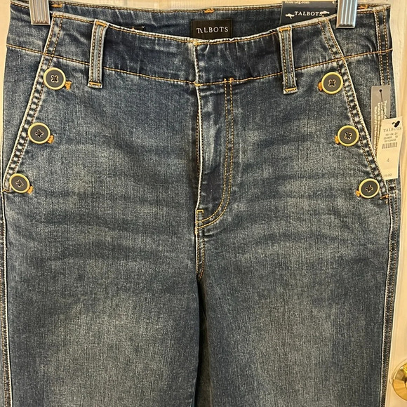 Talbots Women’s (4) Wide Leg Jeans High Waist Marina Wash Sailor Buttons NWT - Picture 8 of 8
